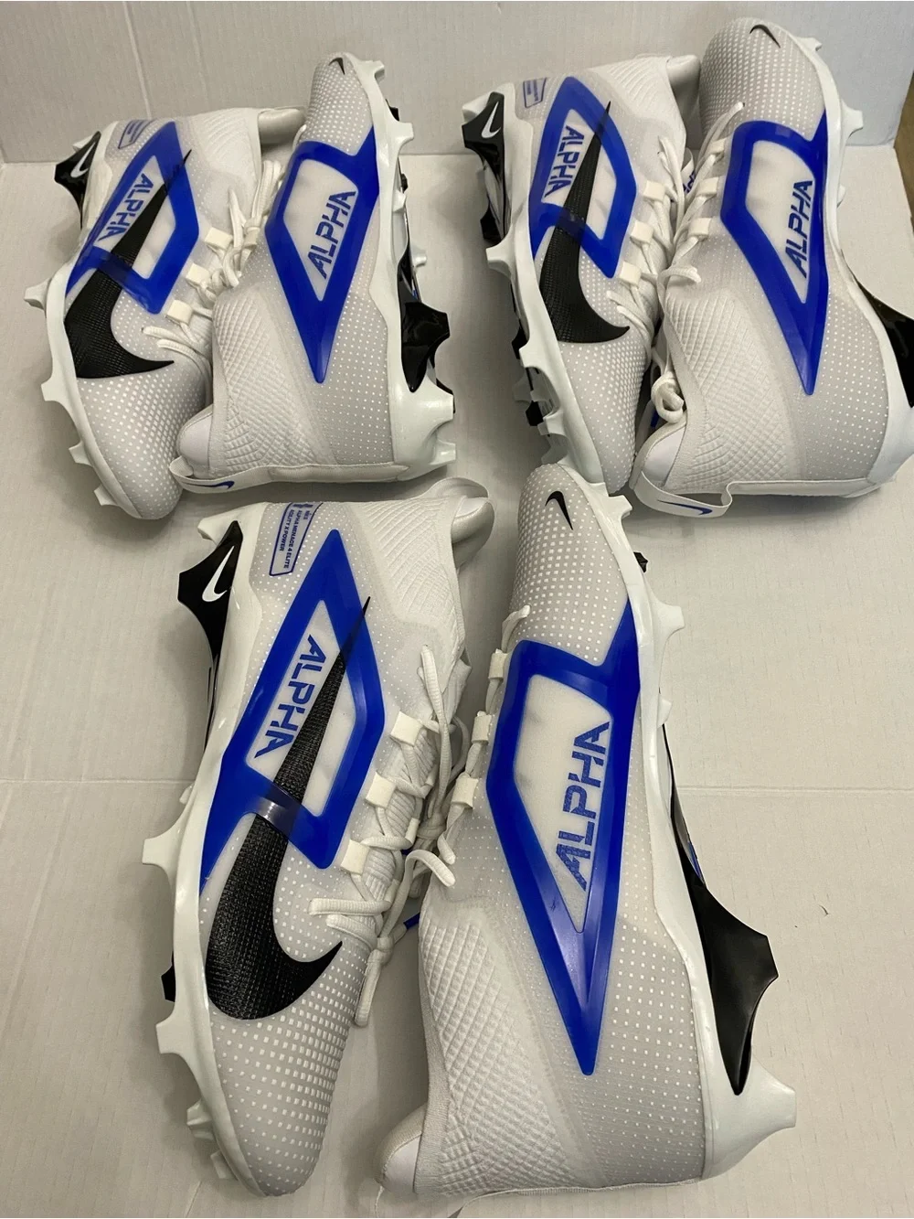 Nike Alpha Menace elite model football Men’s Cleats - White & Blue in multi sz